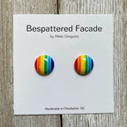 Bright Rainbow Stripes Stud Earrings by Bespattered Facade