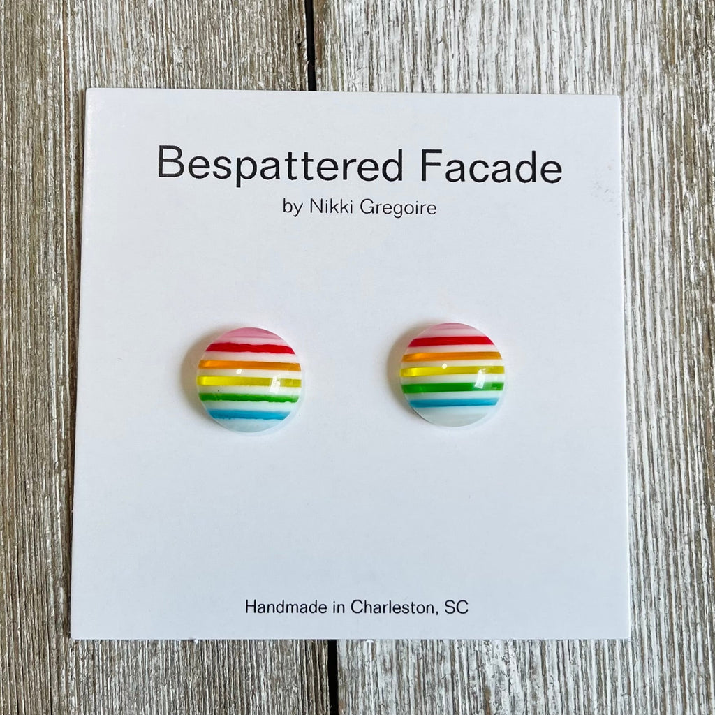 Light Rainbow Stripes Stud Earrings