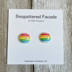 Light Rainbow Stripes Stud Earrings by Bespattered Facade