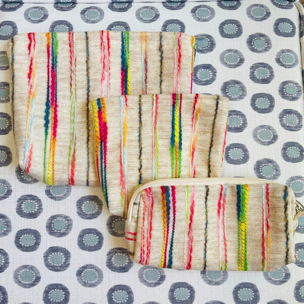 Set of 3 Rainbow Stripes Zippered Pouch Bags by Bespattered Facade