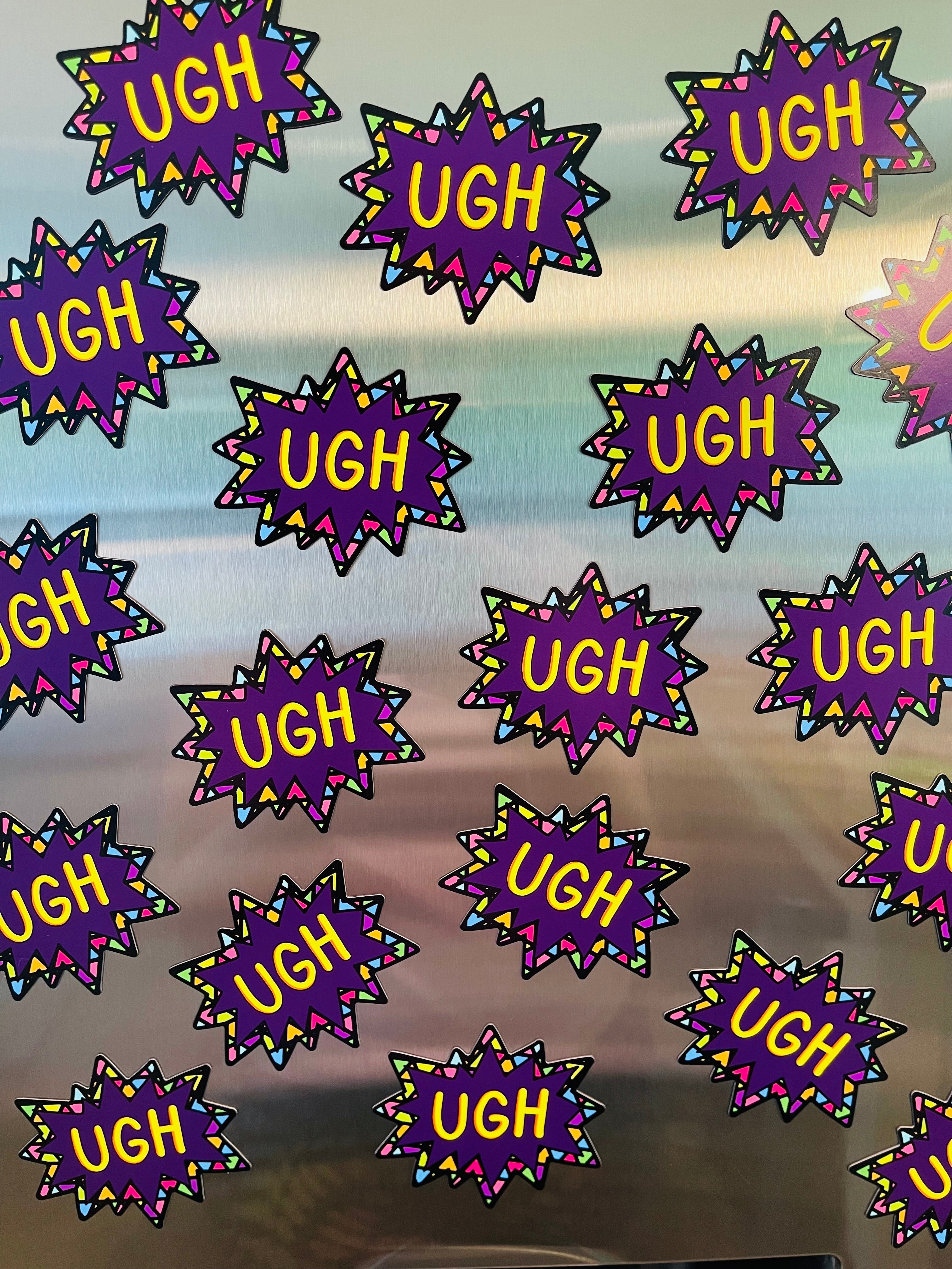 UGH! Colorful 90s Nostalgia Pop-Art Style Refrigerator Magnet