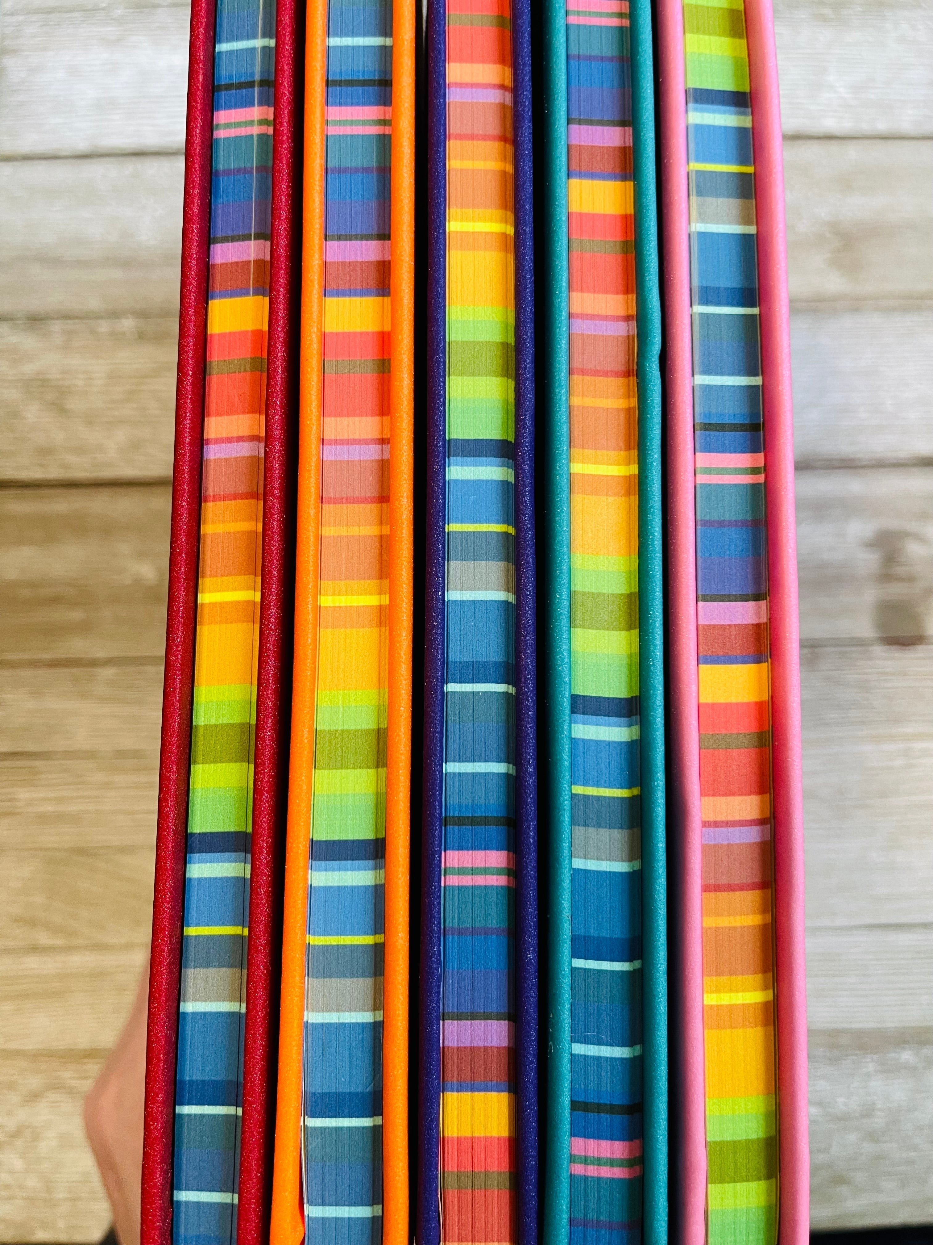 Pink Sparkly Faux Leather Glitter Lined Rainbow Hardcover Notebook