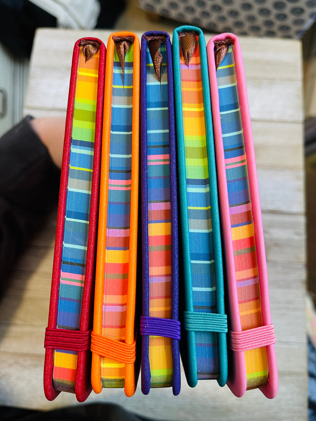 Red Sparkly Faux Leather Glitter Lined Rainbow Hardcover Notebook