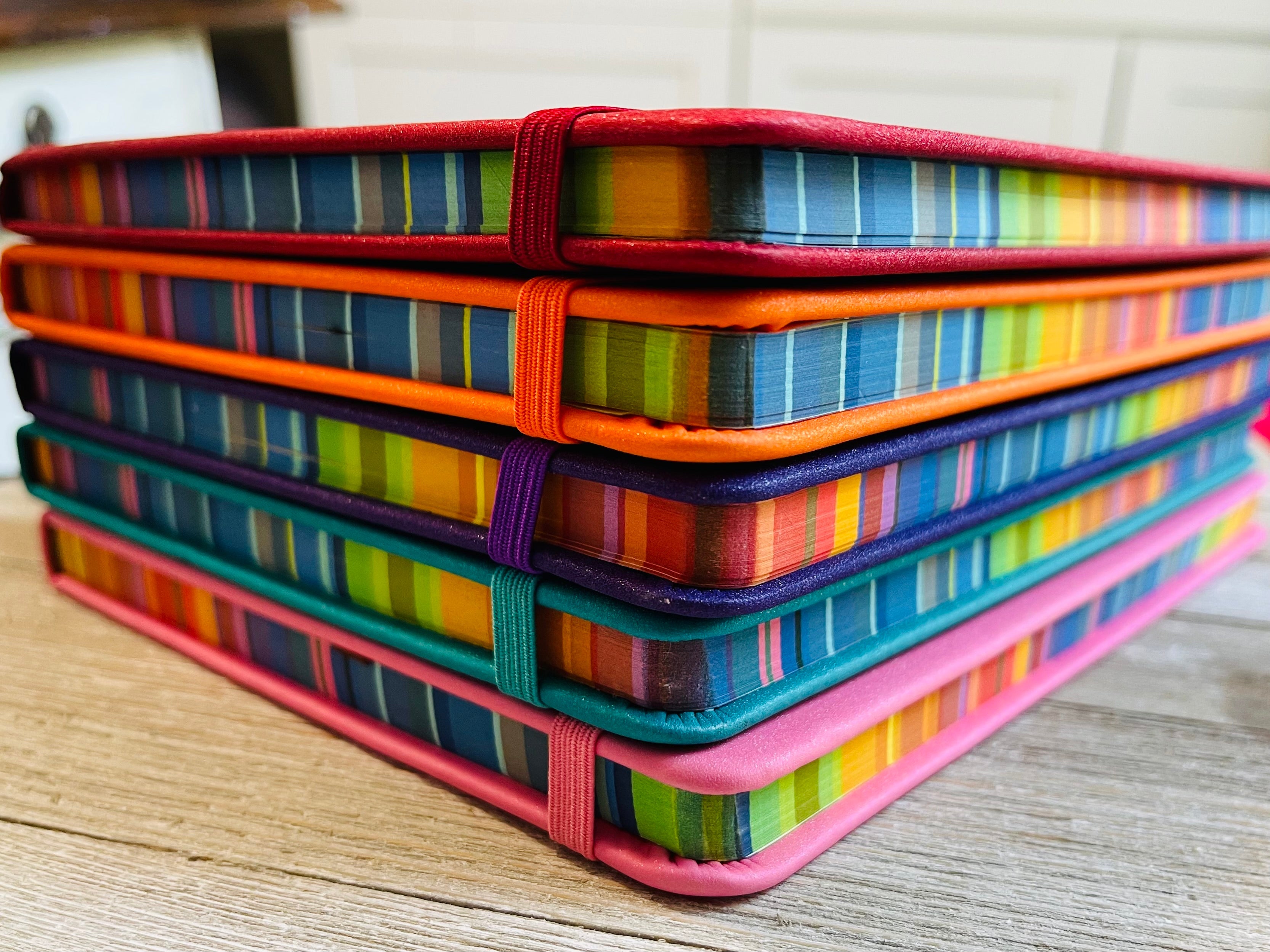 Red Sparkly Faux Leather Glitter Lined Rainbow Hardcover Notebook