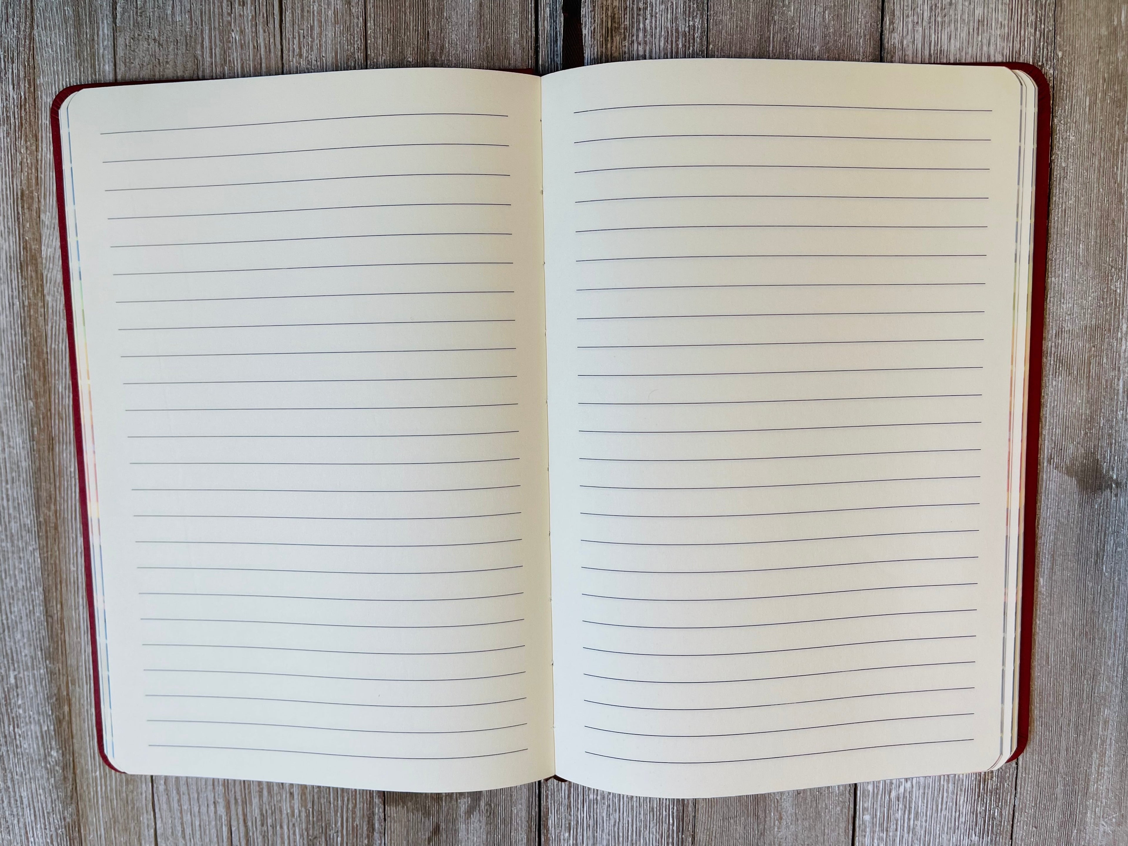 Red Sparkly Faux Leather Glitter Lined Rainbow Hardcover Notebook