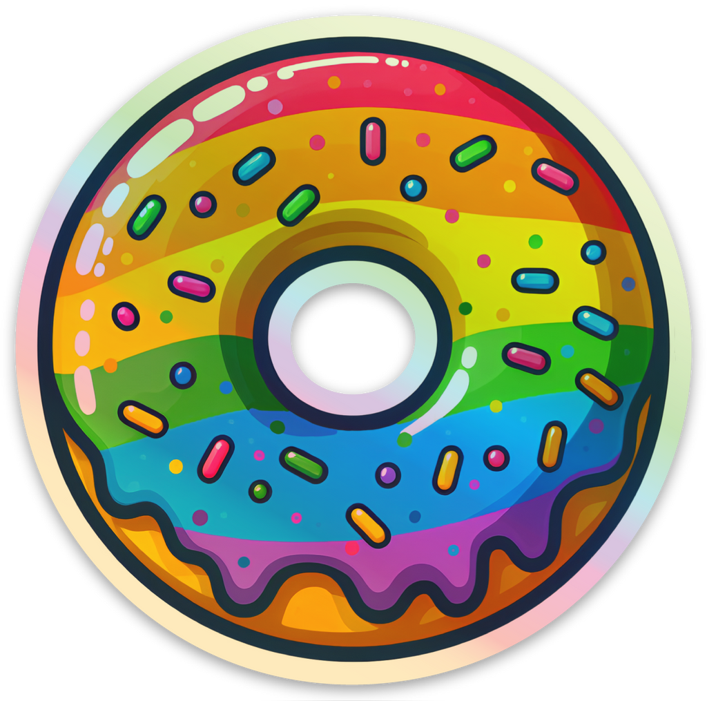 Bespattered Facade Holographic Rainbow Sprinkle Donut Sticker
