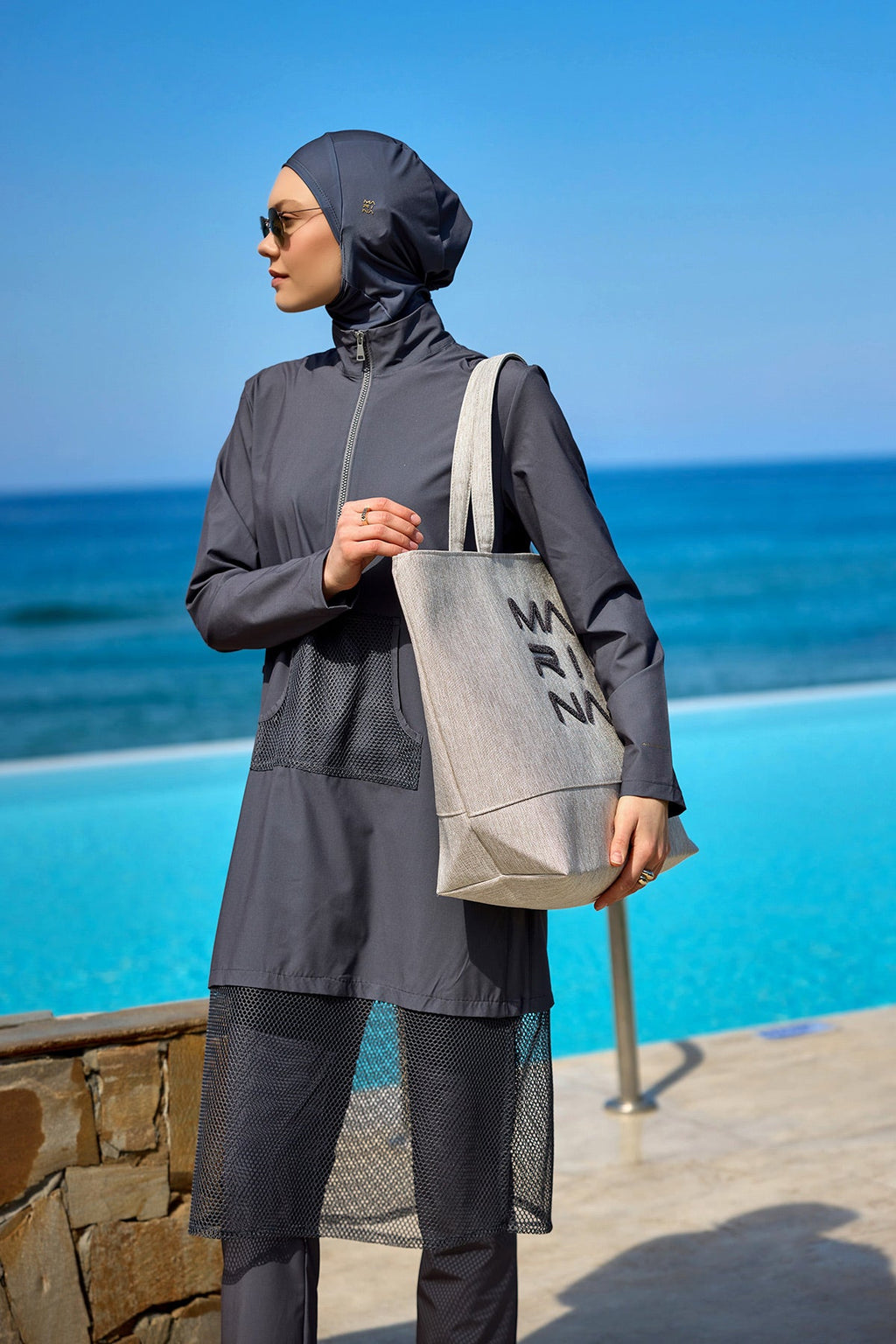 Cream Beach Bag with Zipper CA2501-3