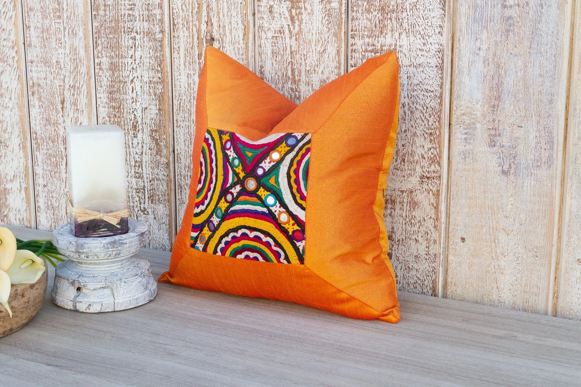 Aarvi Indian Silk Decorative Pillow Cover by DE-COR | Globally Inspired