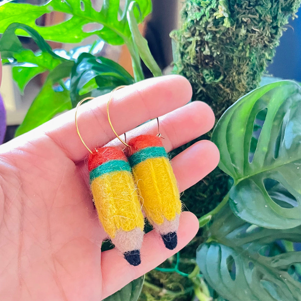 Felted Pencil Earring
