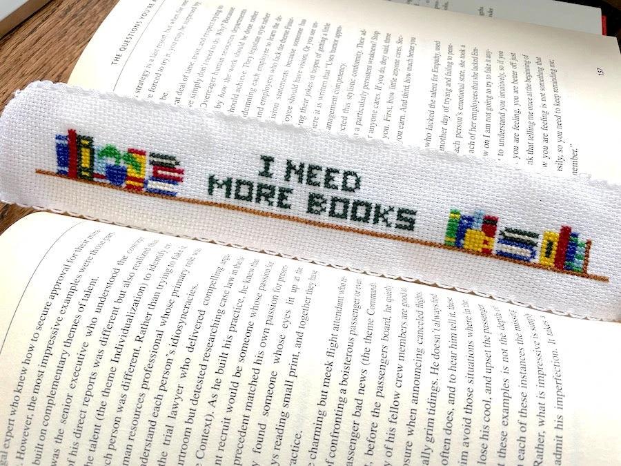 More Books Bookmark Counted Cross Stitch DIY KIT by Spot Colors