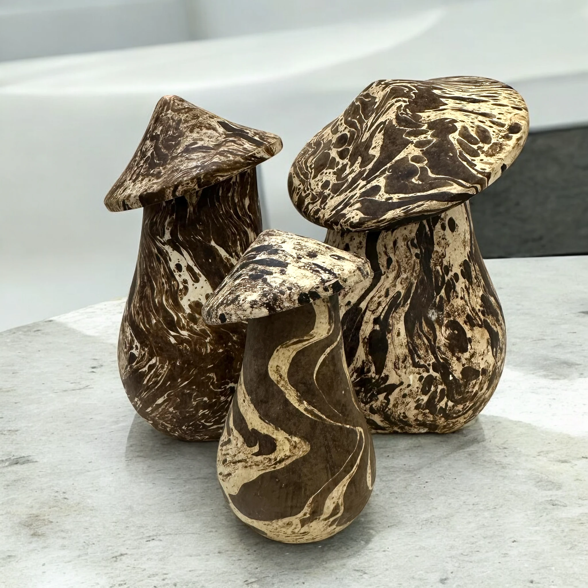 Mystic Grove Hand-Carved Wooden Mushroom Decor Set by Music Frog Co