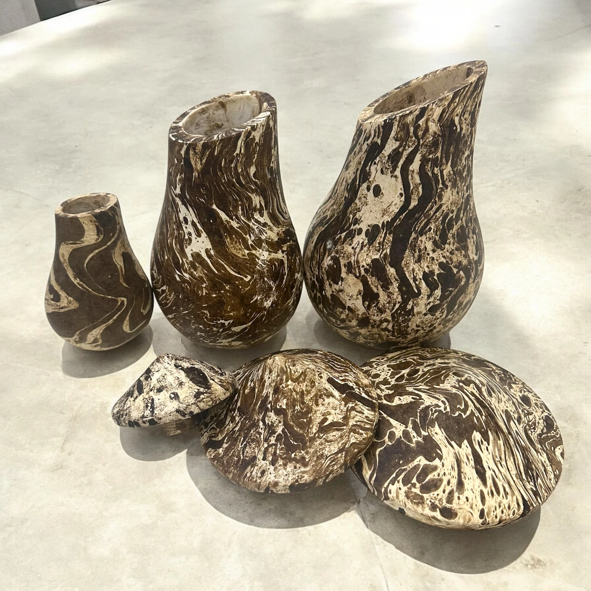 Mystic Grove Hand-Carved Wooden Mushroom Decor Set by Music Frog Co