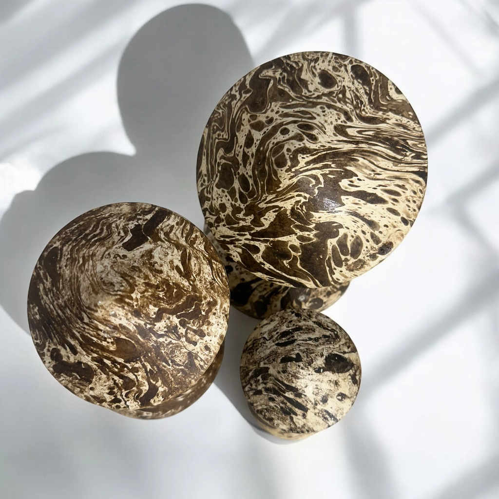 Mystic Grove Hand-Carved Wooden Mushroom Decor Set by Music Frog Co