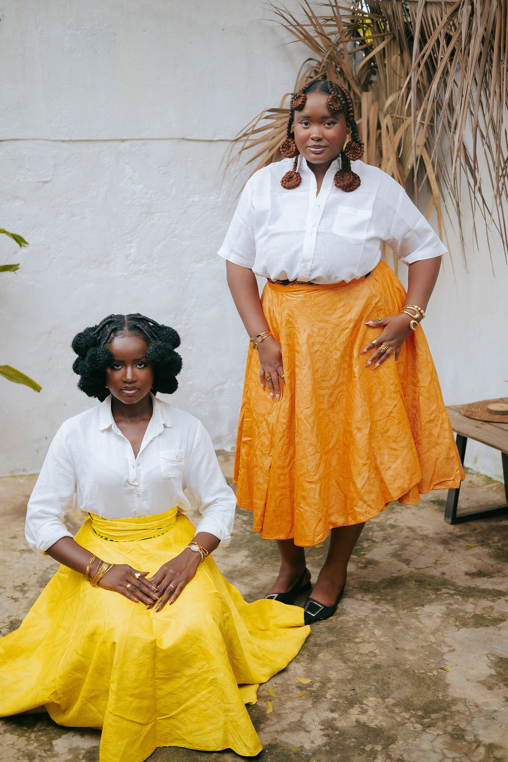 Orange Palm Reversible Wrap Skirt