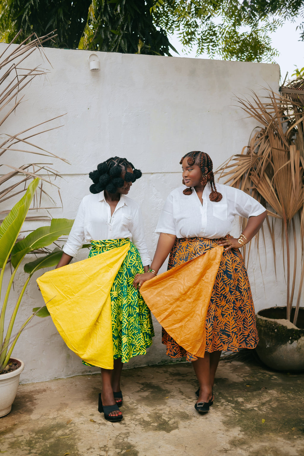 Orange Palm Reversible Wrap Skirt