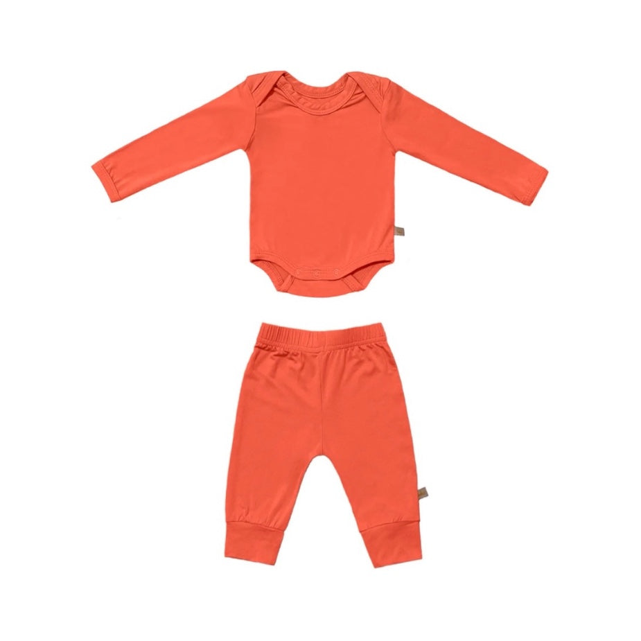 Pumpkin Orange Solid Bamboo Baby Jogger Set