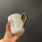 I'd Love To Be A Minimalist Gold Handle Mug | Stoneware Coffee Tea Cup | 16oz by The Bullish Store