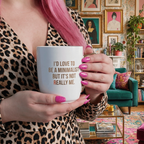 I'd Love To Be A Minimalist Gold Handle Mug | Stoneware Coffee Tea Cup | 16oz by The Bullish Store