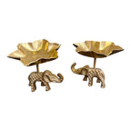 Elephant & Lotus Bowl Tea-light Holder Set of 2