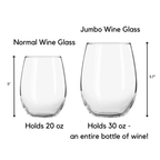 No Shade Jumbo Stemless Wine Glass in Tinted Bright Pink | 30oz Holds a Full Bottle of Wine