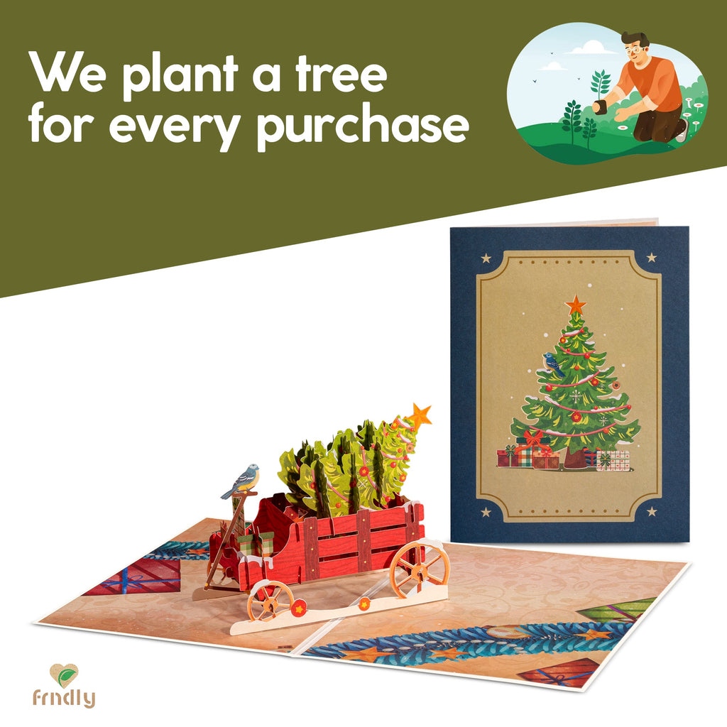 Christmas Tree Wagon Pop Up Christmas Card