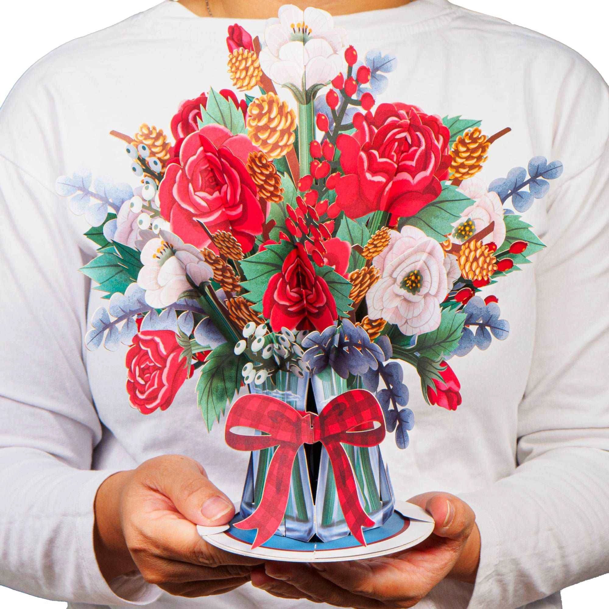 HugePop Joyous Flower Bouquet Pop Up Christmas Card by Paper Love