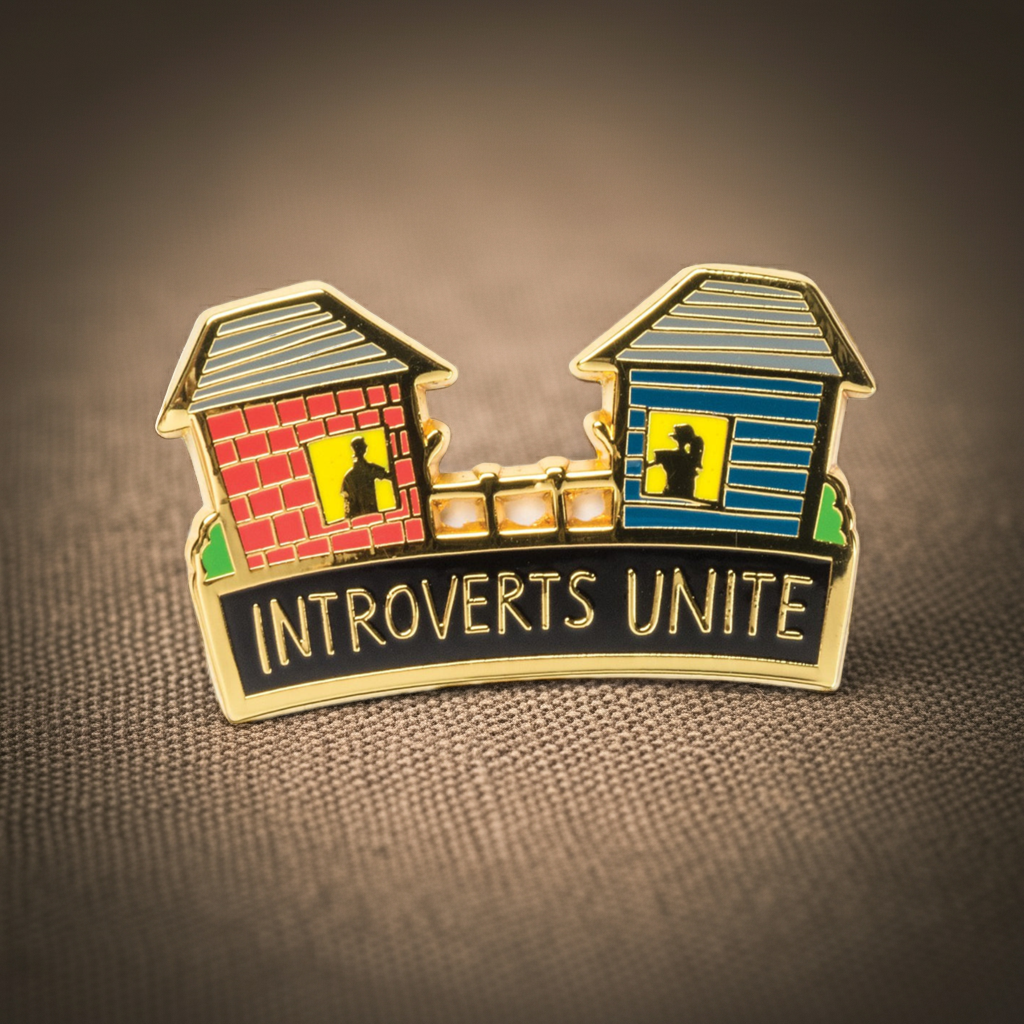 Introverts Unite (From Their Own Houses) Enamel Pin with Gift Card