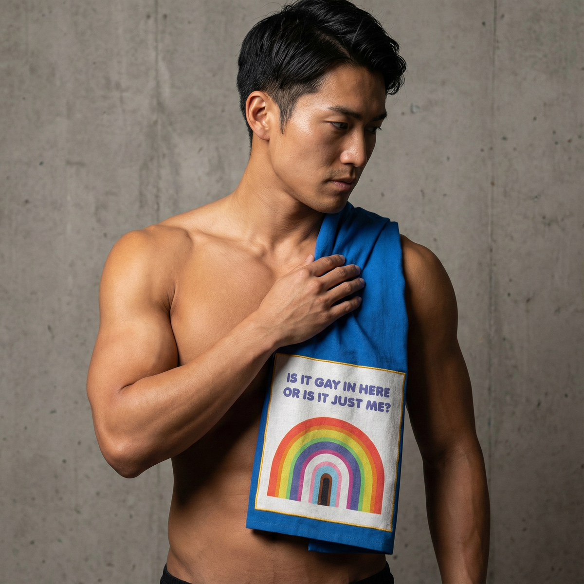 Is It Gay In Here Or Is It Just Me? Kitchen Towel | Blue Cotton Hand Tea Dish Cloth | 28" x 28"