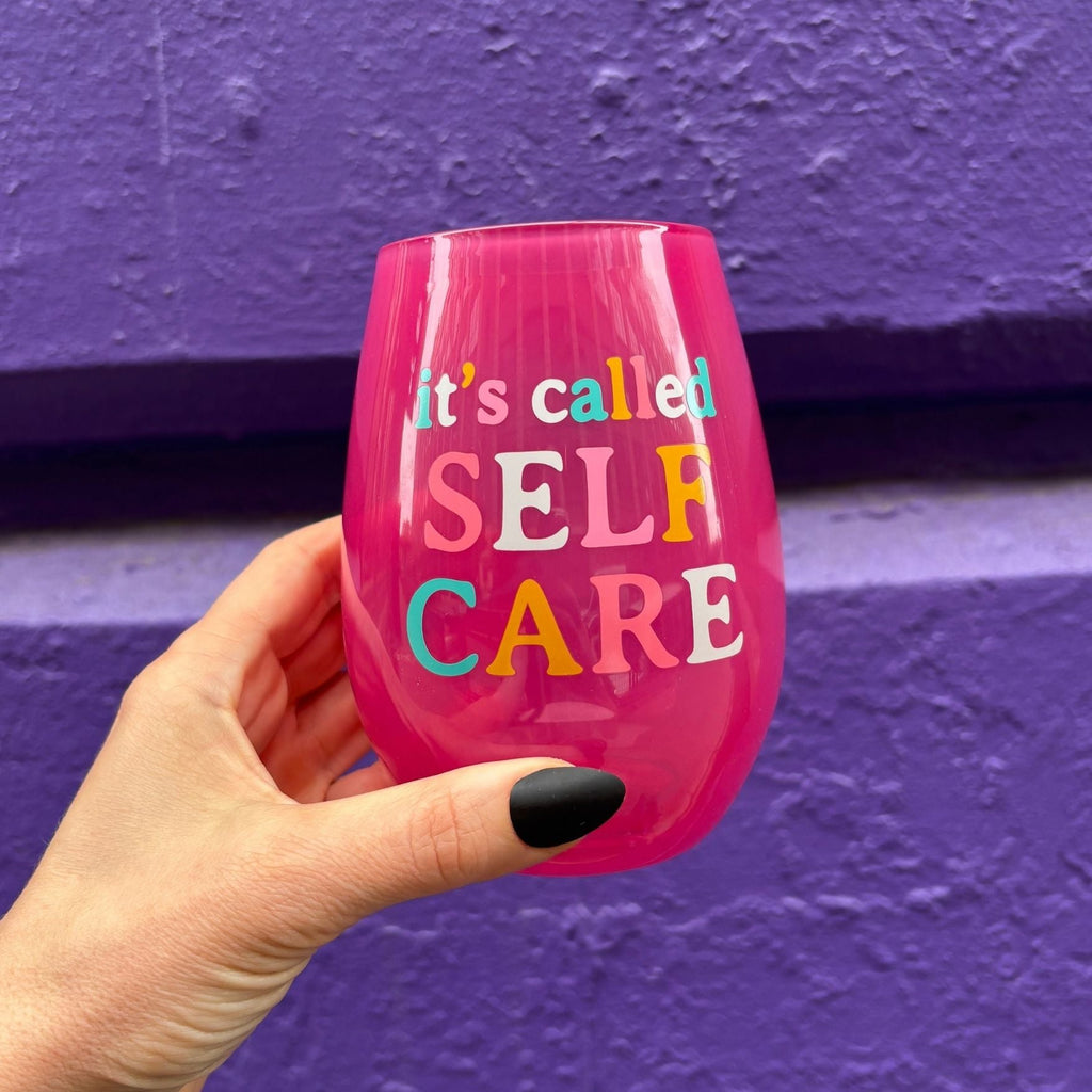 It's Called Self Care Stemless Wine Glass in Pink | 20oz