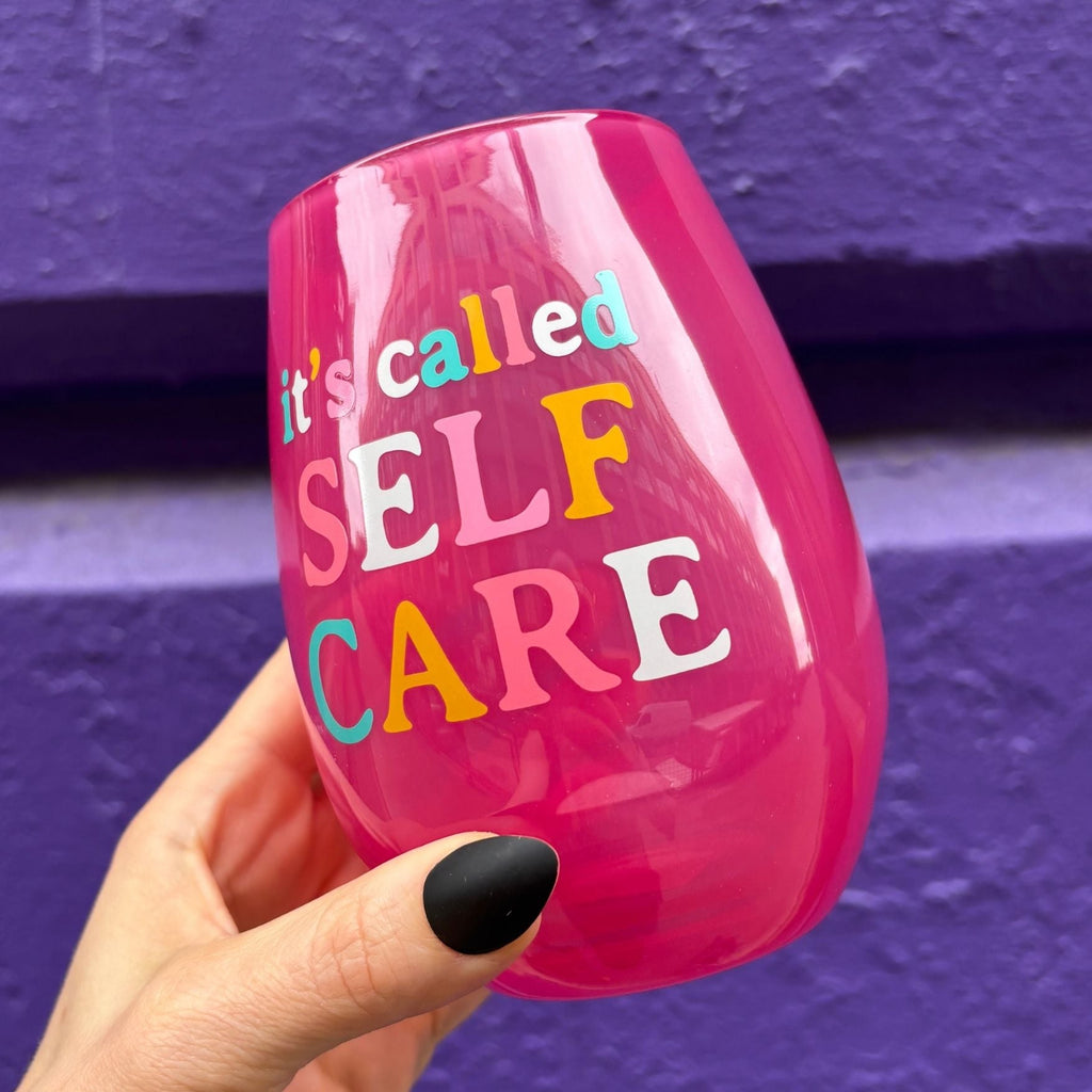 It's Called Self Care Stemless Wine Glass in Pink | 20oz