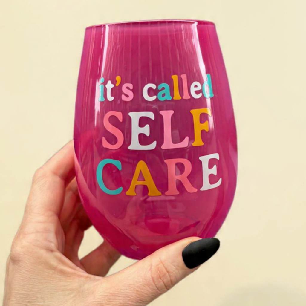 It's Called Self Care Stemless Wine Glass in Pink | 20oz