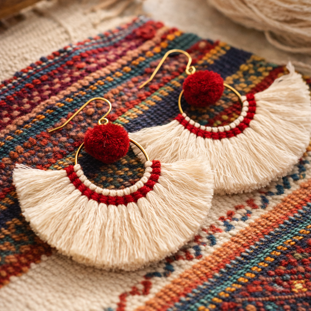 Half Moon Tassel Earrings - Thailand