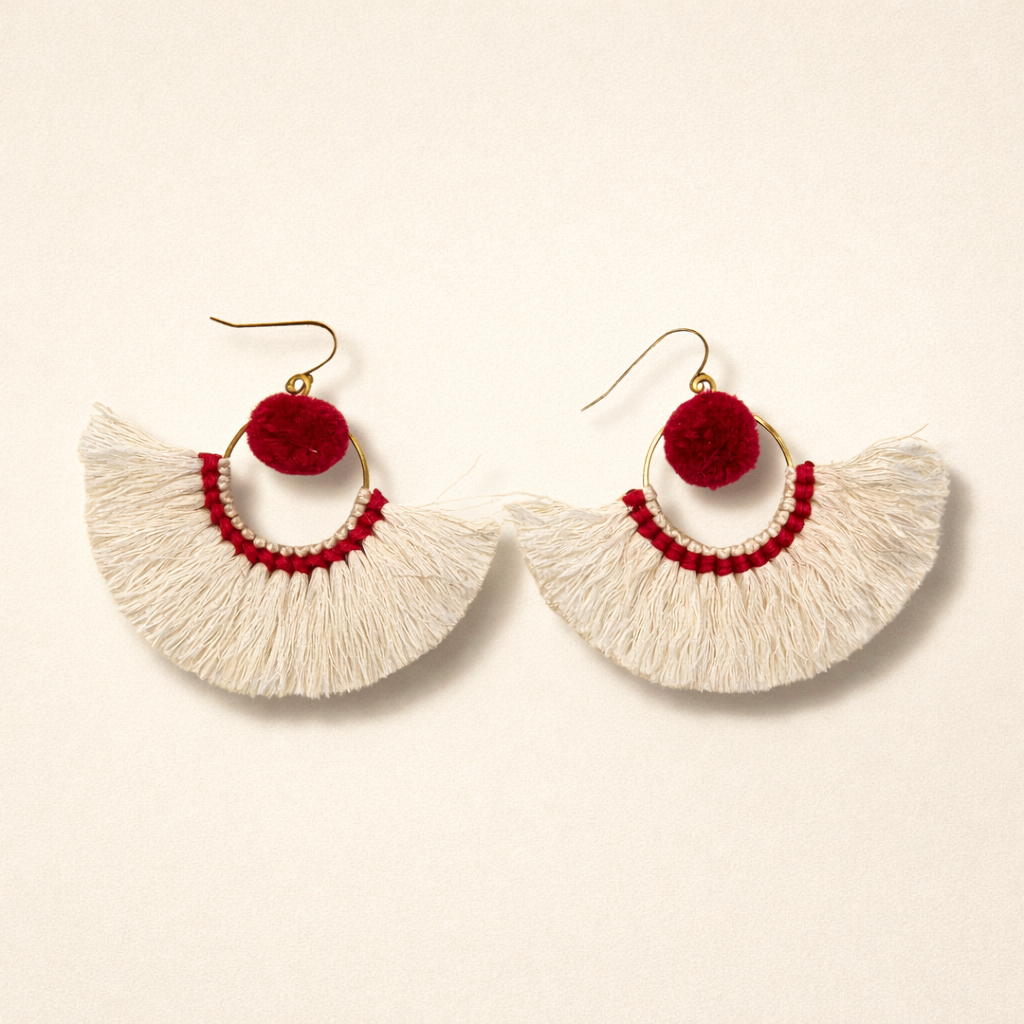 Half Moon Tassel Earrings - Thailand