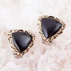 Jacquard Black Onyx Golden Earrings by Barse Jewelry