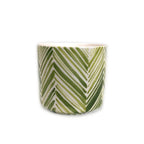 Tall Serving Bowl - Green Palm Leaves