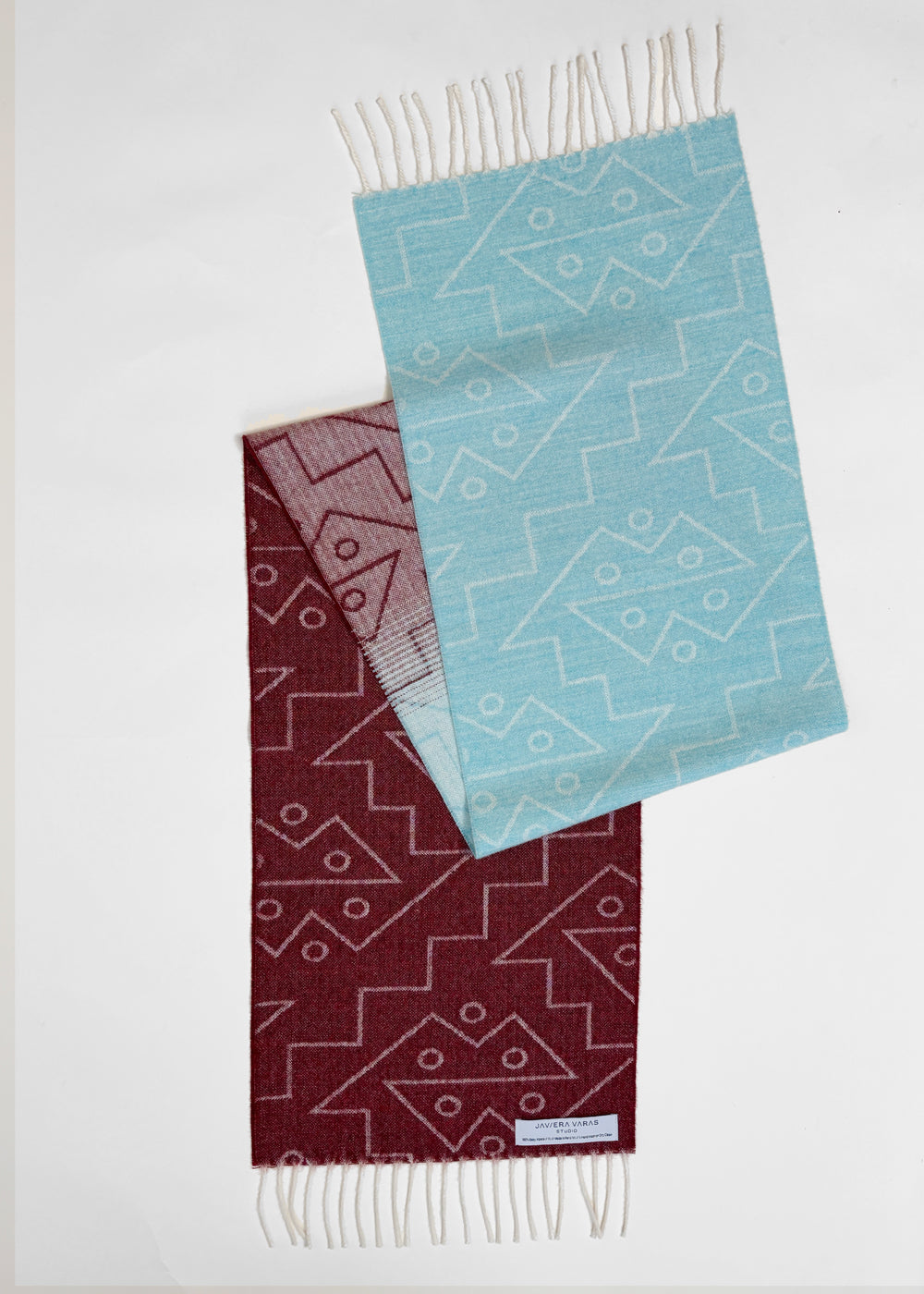 SCARF - Baby Alpaca burgundy / light blue