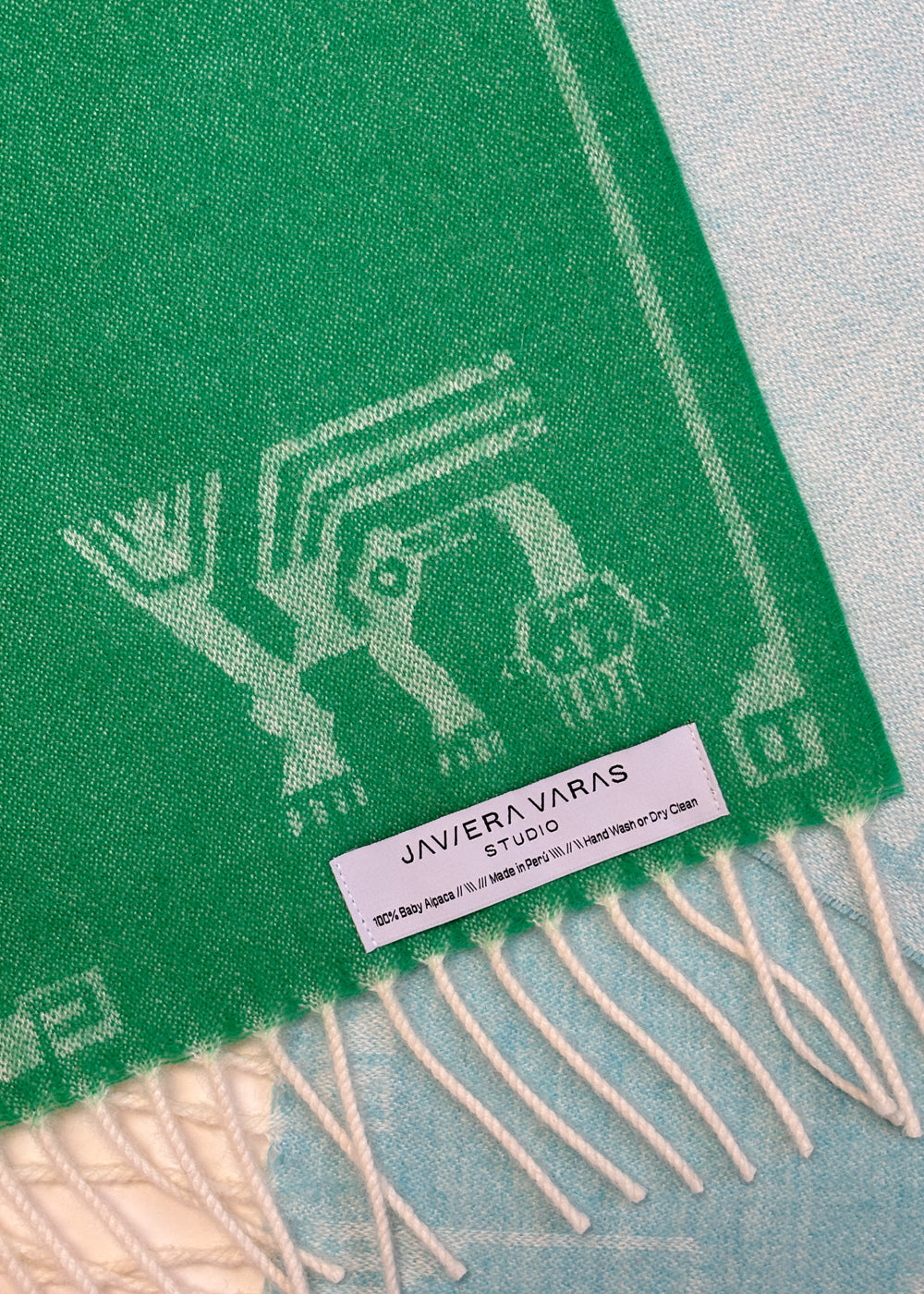 SCARF - Baby Alpaca forrest green / light blue