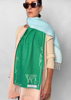 SCARF - Baby Alpaca forrest green / light blue by JAVIERA VARAS STUDIO