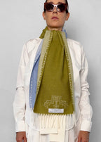 SCARF - Baby Alpaca moss green / light blue by JAVIERA VARAS STUDIO