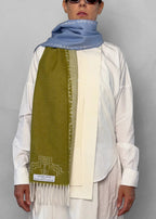 SCARF - Baby Alpaca moss green / light blue by JAVIERA VARAS STUDIO