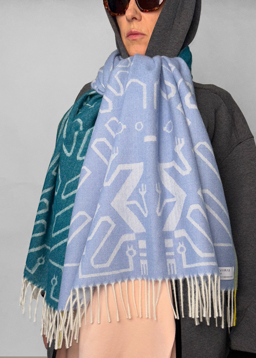 SHAWL - Baby Alpaca DUO BLUE