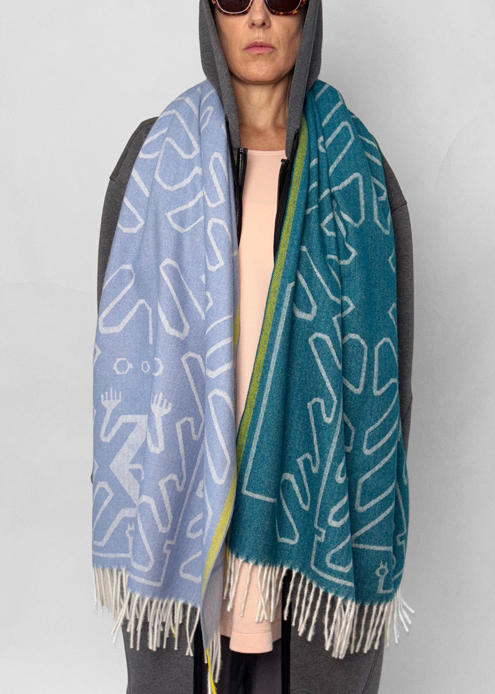 SHAWL - Baby Alpaca DUO BLUE