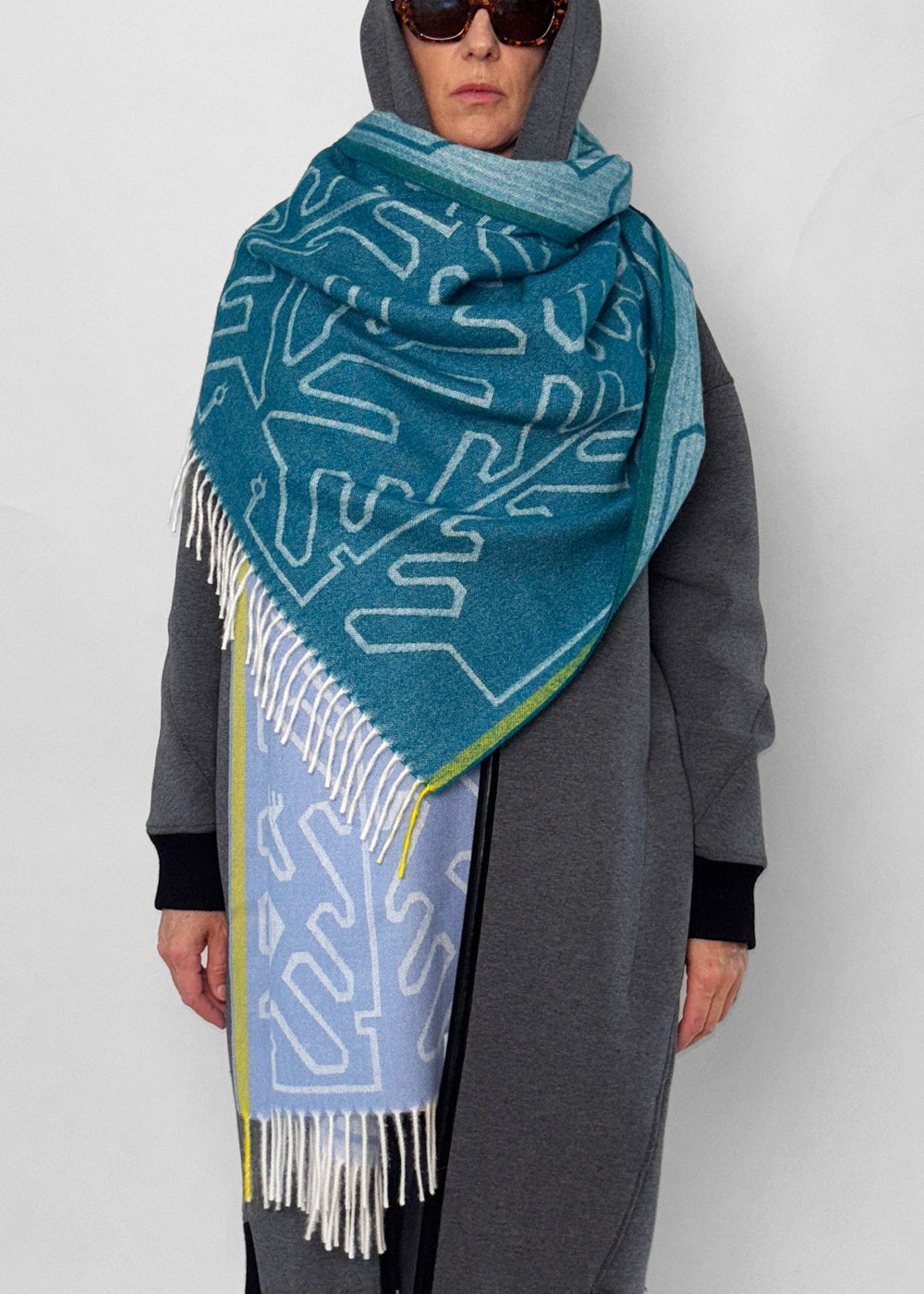 SHAWL - Baby Alpaca DUO BLUE