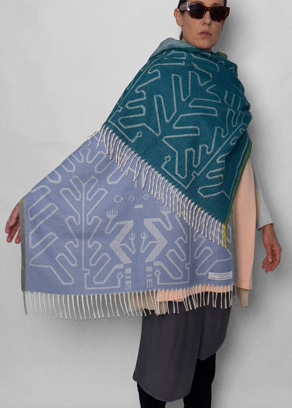 SHAWL - Baby Alpaca DUO BLUE