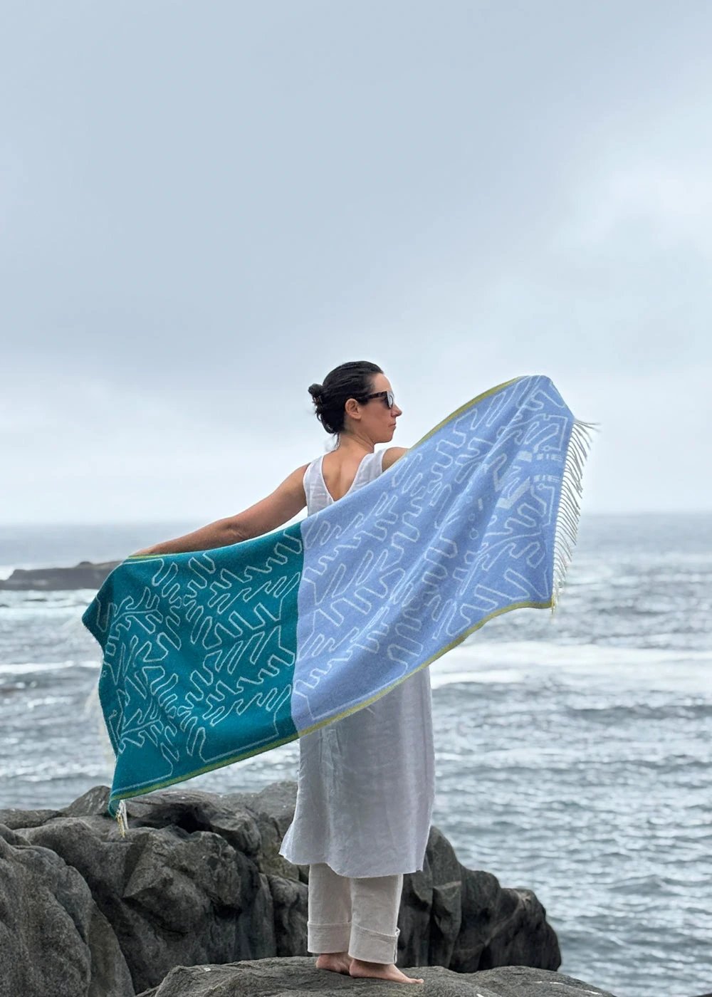 SHAWL - Baby Alpaca DUO BLUE by JAVIERA VARAS STUDIO