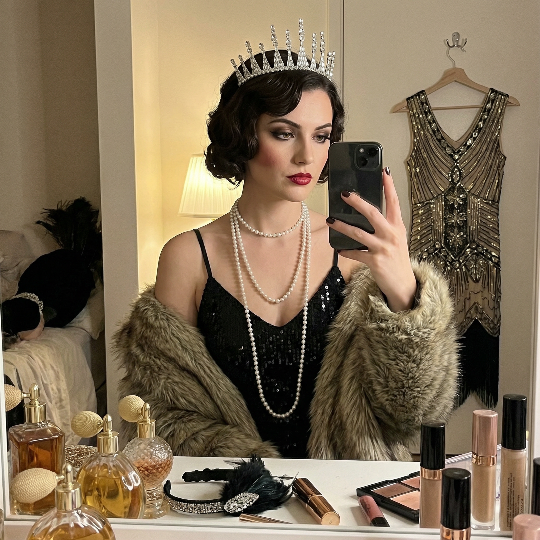 Jazz Age Skyscraper Tiara in Silver | Royalty Crown Bridal Hair Accessory