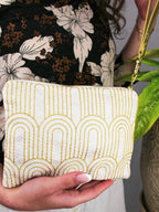 Josephine Embroidered Gold and White Wristlet Purse by Ash & Rose