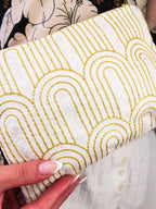 Josephine Embroidered Gold and White Wristlet Purse by Ash & Rose