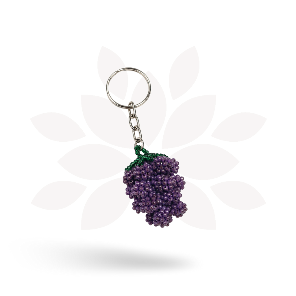 Grape Wine Lover Seed Bead Keychain - Guatemala