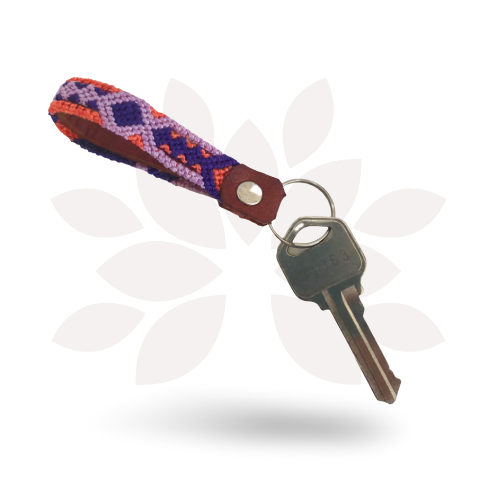 Friendship Macrame Woven Leather Loop Key Chain - Mexico